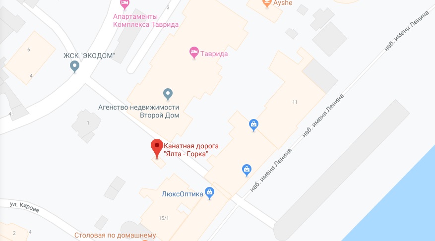 Канатная дорога Ялта–Горка на карте