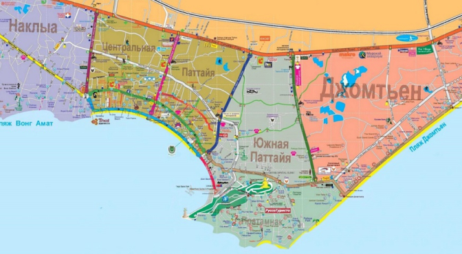 Карта маршрутов сонгтео в Паттайе